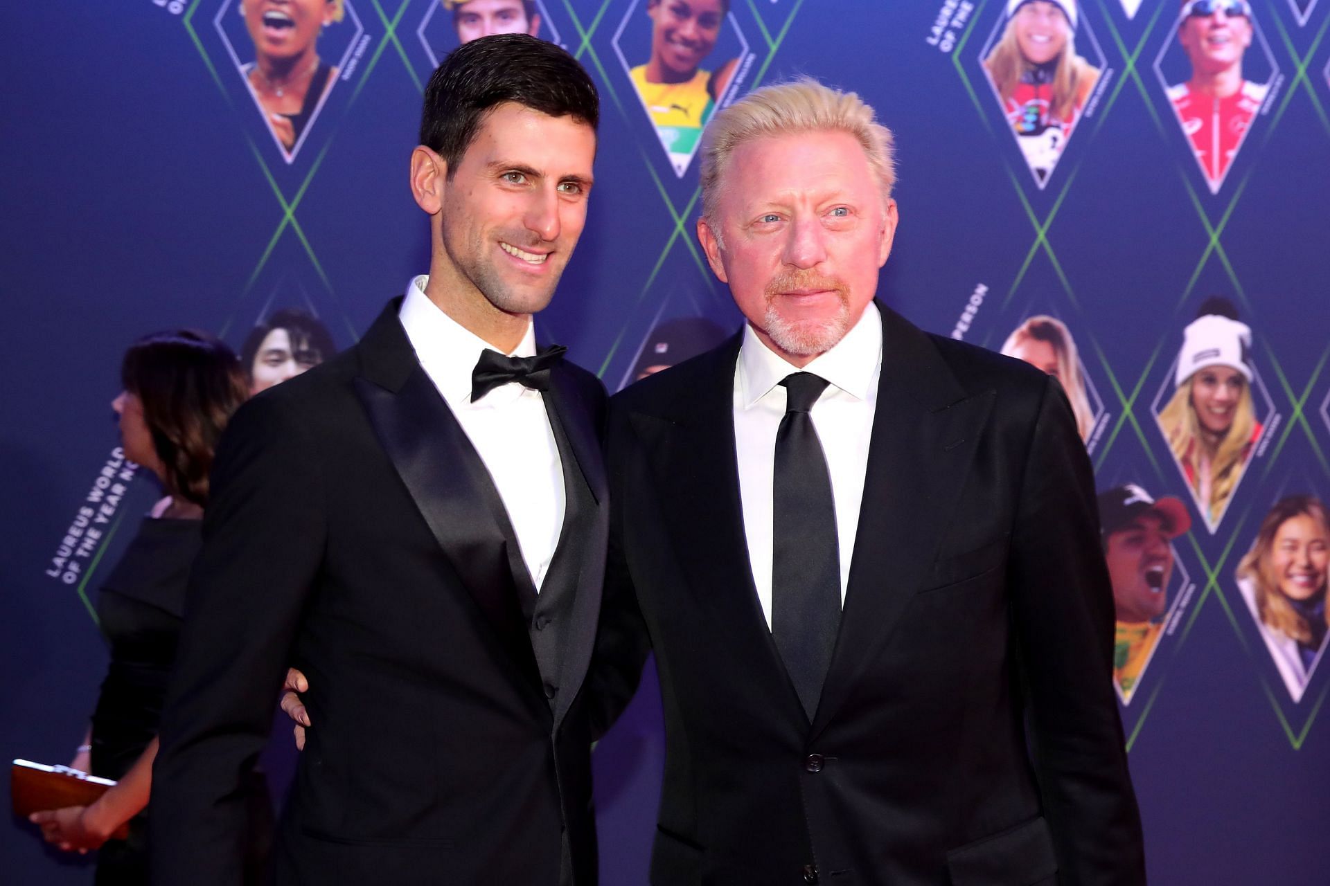 Novak Djokovic (L) and Boris Becker during the Laureus World Sports Award in Monaco. (Photo by Getty Images)
